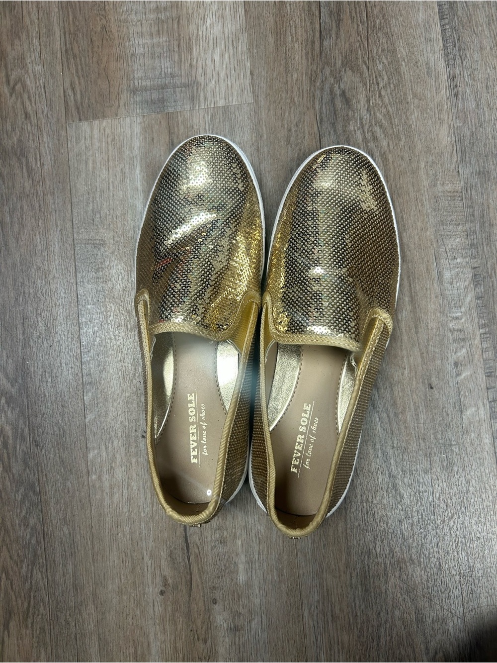 Fever Sole Women’s Metallic Gold Slip-On Sneakers